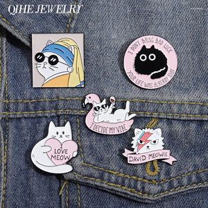 Broschen Rosa süße Katze Emaille Pins Kawaii Cartoon Sonnenbrille Herz Abzeichen Rucksack Hut Zubehör Modeschmuck Geschenk für Freunde