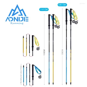 Trekking Poles AONIJIE E4210 Est 110CM 120CM Ultralight Folding Carbon Fiber Hiking Pole Straight Walking Sticks For Trail Running Climbing