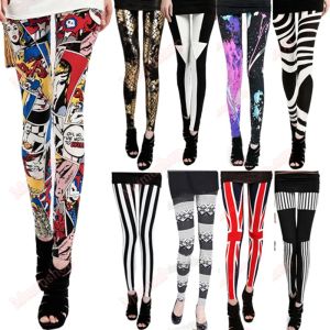 Leggings Ragazza Signora Donna Sexy Stampa zebrata a righe selvagge Punk Funky Matita Leggings sottili Pantaloni slim