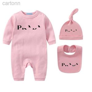 Footies Newborn Infant Baby Romper Clothing Sets With Cap Bib 100% Cotton Romper Onesies Jumpsuits Boy Girl Clothes esskids CXD23010303 240306