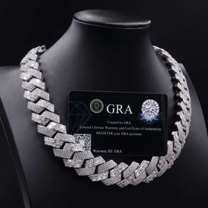 Passera diamanttestaren GRA Moissanite Diamond 925 Sterling Silver Custom Cuban Link Chain för rapparen Hip Hop Necklace