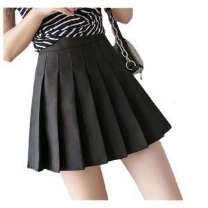 Stock High Waisted Pleated Skirt Short Skirt for Women in Autumn, College Style Korean Version, Solid Color Anti Glare A-line Skirt Wholesale