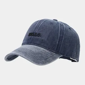 Ball Caps Hello. Letter Embroidery Baseball For Women 2024 Washed Dad Hat Men Black Hip Hop Distressed Cap Casual Snapback Hats