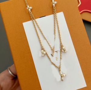 Vintage Women Crystal Clover Charm Chokers Chain Halsband Luxury Brand Designer Statement Necklace Gold Silver Plated rostfritt stål hänge juveler med låda