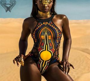 Afrika Baskı Mayo Tek Parça Mayo Mayo Kadın Tek Parça Mayo Takım Seksi Mayolar Yüksek Boyun Monokini Bikini292E7292830