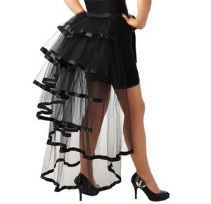 Steampunk Black Tiered Tulle Skirt Party Tutu Tail Burlesque Mesh Ruffle Layered Detachable Bustle Overskirt 2107086510205