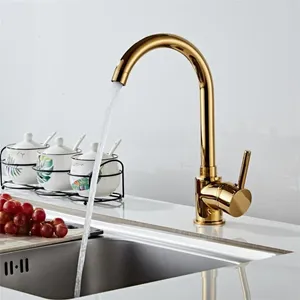 Torneiras de cozinha Matte Black / Gold / Chrome Torneira e Misturador de Água Fria 360 Graus Rotating Vessel Sink Torneira montada na parede para