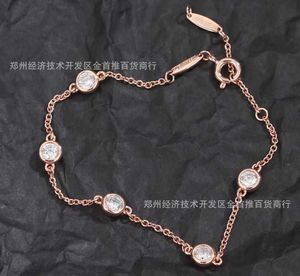 High version tiffayss Super Sparkling Five Diamond Heart shaped Rose Gold Bracelet Small and Simple Gift to Best Friends ZHK9