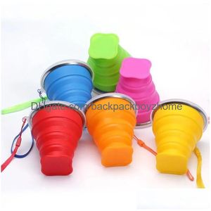 Water Bottles Collapsible Drink Cup Bottles Outdoor Portable Sile Retractable Telescopic Water Drinking Bottle For Travel Cam 619 Drop Dh3Xk