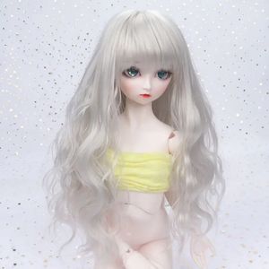 16 14 Doll with Bangs Long Curly Hair for 13 Bjd Silver Gray Girls Play House Diy Dress Up Toy 240223