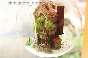 Architettura/Casa fai-da-te Kit di costruzione di modelli di case delle bambole in vetro fai-da-te Mini casa delle bambole in miniatura fatta a mano in legno Giocattolo Regalo di Natale di compleanno