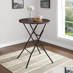 Camp Furniture 31 Round High-Top Folding Table Walnut Drop Delivery Sports Outdoors Camping Vandring och camping DHKPG