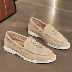 Mulheres LP Sapatos Mocassins de Couro de Camurça Macia LoroP Flats Deslizamento em Sapatos Casuais Sapatos de Barco Calçados de Designer de Luxo Calçados de Compras de Escritório Plus Size 39-41