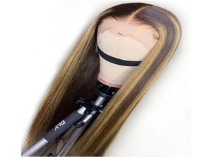 brown Lace Front Human Hair Wigs Peruvian 360 frontal Pre Plucked natural hairline straight Highlights Honey Blonde full laces ble9116475