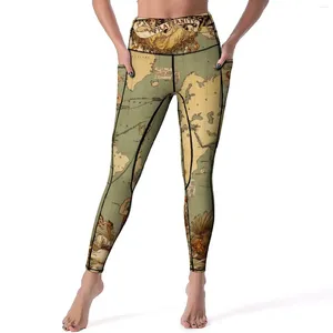 Leggings femininas sexy antigo 1886 correndo calças de yoga push up elástico calças esportivas com bolsos retro gráfico leggins