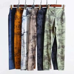 Lu Align Impressão Outfit Tie-dye Yoga Calças de Ginástica Mulheres Brocade Stretch Cintura Alta Hip Lift Apertado Sweatpants Mulheres Bras Jogger Gry Lu-08 2024