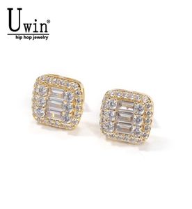 Stud Uwin Baguette Earrings 8x10mm Micro Paved Cubic Zircon Earings Fashion Jewelry Gift 2210313274758