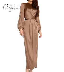 Turquia cetim deslizamento maxi seda brilhante feminino muçulmano islâmico minimalista vestido longo tamanho grande primavera outono 2104156642607