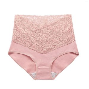 Women's Panties Female Underwear Plus Size Solid Cotton V Neck High Waist Lace Abdominal Briefs Sexy Lingerie