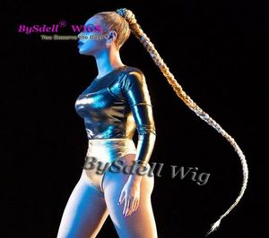 Gorgeous Celebrity Beyonce Super Long Sexy Braid Ponytail 41inch Long Hair extensions ponytails with elastic Band fast 2843031