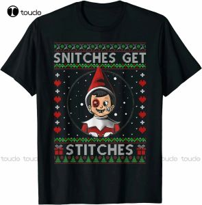 Футболка Snitches Get Stitches Ugly Christmas TShirt женские футболки на заказ для взрослых и подростков унисекс футболка с цифровой печатью Xs5Xl новинка