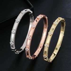 Bracciale da donna con fiori vegetali di alta qualità Versione stretta Caleidoscopio Bracciale con zirconi, accessori classici per gioielli di moda