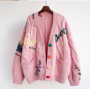 Luxury Designer Sweaters Jacket Kvinntröjor Vinterfjäder rosa färg Cardigan Löst kashmir Blend Fashion Högkvalitet Stickade kontrasttröjor