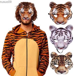 Máscaras de desenhista Halloween 3D Tigre Porco Animal Máscara Masquerade Party Cosplay Traje Acessórios Adereços Unissex Animais Meia Face Máscaras