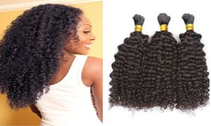 Capelli umani brasiliani non trattati intrecciati alla rinfusa ricci crespi senza trama sfusa nero naturale 3 pezzi lotto7851028