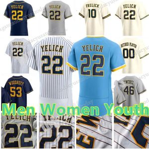 2024 Custom 22 Christian Yelich 10 Sal Frelick Jersey Willy Adame Luis Urias Contreras Rowdy Chourio Corbin Burnes Counsell Yount Mitchell Perkins Brice Turang