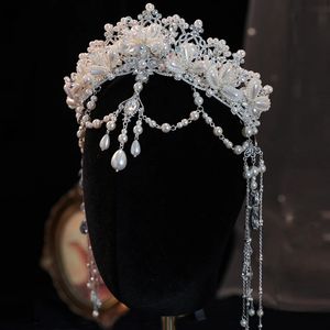 Tiara da sposa Perla di cristallo Corona nuziale Accessori per capelli Sposa di lusso Principessa Diadema Copricapo Fascia per capelli Copricapo Gioielli 240306