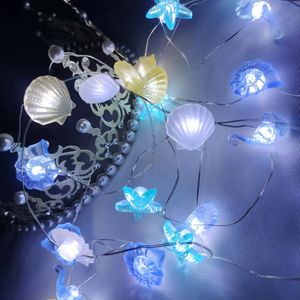 2m 20led concha estrela do mar luzes da corda oceano tema festa de fadas luz sereia decorações de aniversário menina chá de bebê favor 240301