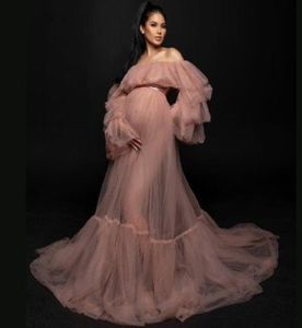 Real Photos Tulle Maternity Dress for Photography Pre elite Inspired Dress Boho Maternity Gown See Through Mesh Long Dress3937245