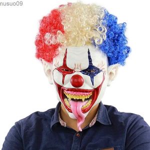 Maschere di design Creepy Spaventoso JingleJangle Joker Costume da clown Maschera in lattice Maschera da clown di Halloween Fantasma adulto Maschera per feste festive Forniture Decorazione