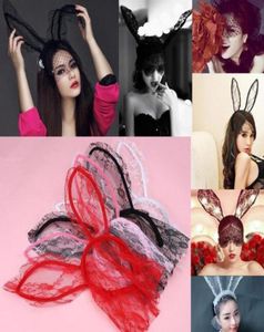 Cosplay Face Eye lace Veil Mask Headband rabbit bunny long ear hairband Halloween Christmas party fancy dress ball Masquerade prop9967290