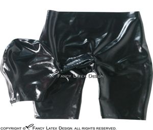 Sexy látex boxer shorts com capuz zíper na parte traseira nariz aberto calcinha de borracha cuecas calças 00587088562