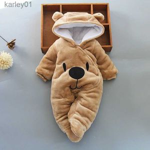 Footies New Born Baby Footies 2024 Winter Warm Clothing 3 9 6 12 Month Baby Kids Boys Girls Cotton Newborn Choildler Footies YQ240306