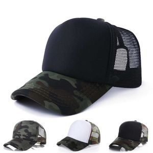 Hattar halsdukar sätter kamouflage trucker hattar 5 paneler tomma sol hatt militär mesh baseball män kvinnor cap justerbar sommar sport boll206c