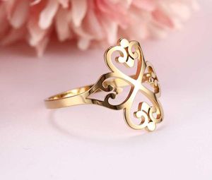 Dawapara Hyperbole Party Rings Fourleaf Clover Hollow Wedding Bands Ring Stainless Steel Jewelry Rose Gold Q07087428547