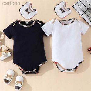 Footies Baby Rompers Girls and Boy Short Sleeve Cotton Cotton Newborn Designer Brand Infant Baby Romper الأطفال Pajamas 2pcs 240306