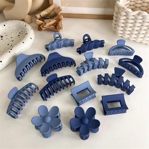 Grampos de cabelo azul moda coreano clipe grande tamanho garra fosco caranguejo hairpins barrette para acessórios femininos