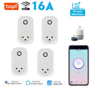 Tuya Smart Socket Israel Plug 16A Power Monitor WiFi Light Switch Life Remote Control Outlet för Alexa Assistant 240228