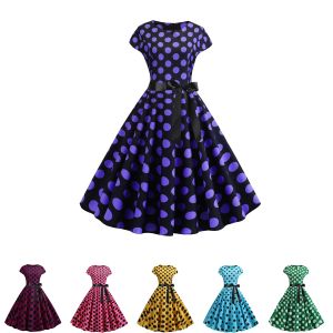 Klänning 2023 Polka Dot Print Summer Dresses Vintage Women 1950s 60s Swing Rockabilly Dress Pinup Robe Femme Casual Office Party Vestidos