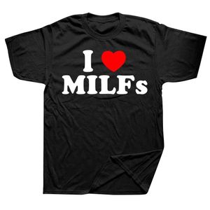 قمصان رجال مضحكة أحب milfs graphic praphic terts thass dasual cotton streetwear قصيرة الأكمام