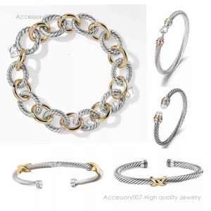 Designer-Schmuck-Armband, Armbänder, Schmuck für Damen und Herren, Sier-Gold-Perlenkopf, X-förmiger Diamant-Armband, Modeschmuck, Party, Weihnachtsgeschenk, 3 mm, 4 mm, 5 mm, 7 mm