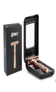 Classic Shaving Blade Men039S Safety Straight Razor Shaver Manual Rostfri Zink Eloy Rose Gold med Holder5421191