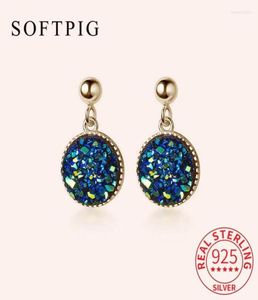 Saplama Küpe Gerçek 925 Sterling Gümüş Yuvarlak Kyanit Kolye Moda Kadın Şirin Güzel Takı Geometrik Accessoriesstud1722520