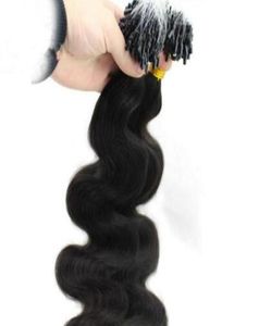 Micro Ring Hair Extensions 100gr Set Natural Color 24inch Single Drawn Body Wave Hair2408680