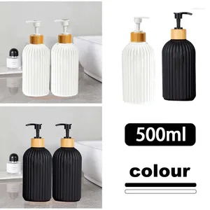 Liquid Soap Dispenser 500ml PET Plastic Bottle Bamboo Pump Lotion Shampoo Bottles Refreshing Bath Gel Bathroom Accessories