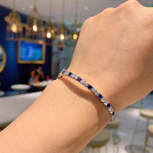 Link Bracelets Vintage Ruby Sapphire Synthetic Gemstones Bracelet Gold Plated Round Beads String Jewelry Gift For Mother Women Friends